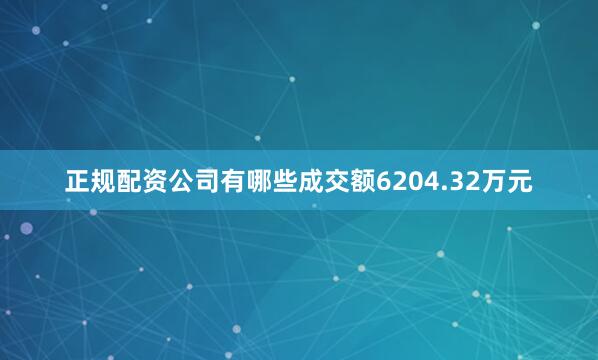 正规配资公司有哪些成交额6204.32万元